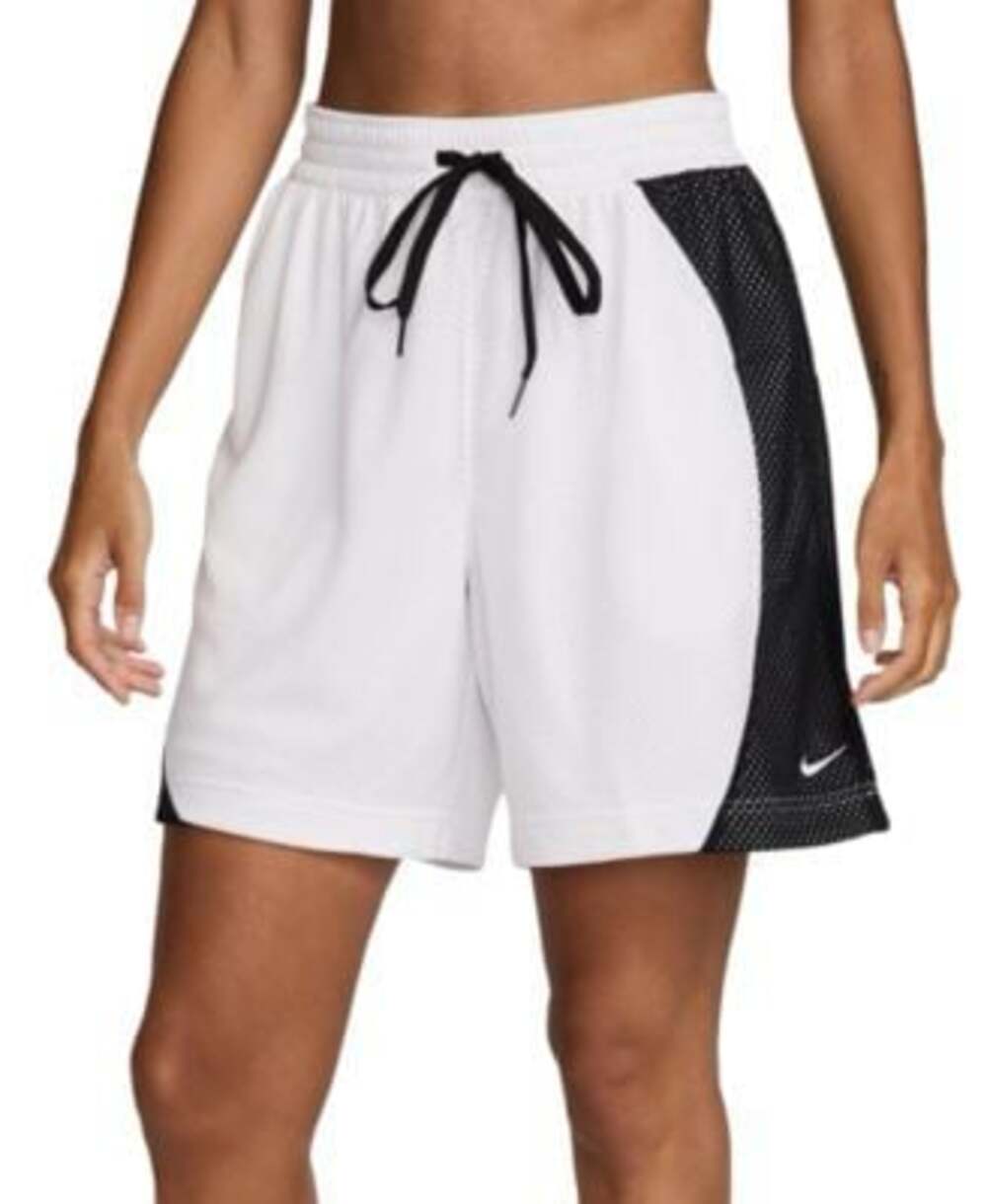 Nike Women’s Dri-FIT Mesh Essentials Basketball Shorts White Black Large Active